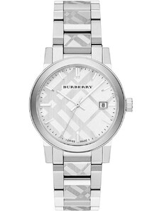Burberry BU9037 The City Engraved Checked Steel Unisex Watch