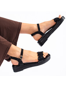 Jedinečné dámské sandály černé na plochém podpatku