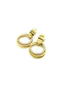 Steel Jewelry Náušnice KROUŽKY VISACÍ GOLD Chirurgická ocel NS240188