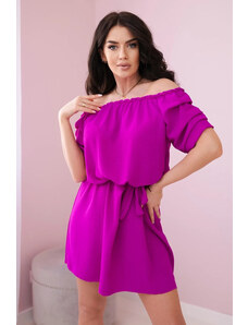 K-Fashion Španělské šaty zavazované v pase tmavě fialová