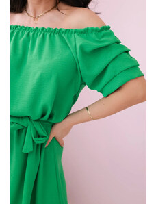 K-Fashion Španělské šaty zavazované v pase zelený