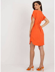 Factory Price Oranžové šaty s kulatým výstřihem (2905)