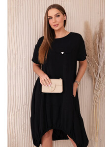 K-Fashion Oversized šaty s kapsami černý