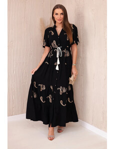 K-Fashion Viskózové šaty s vyšívaným vzorem černý