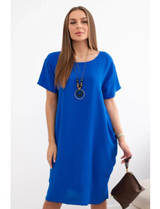 K-Fashion Šaty s kapsami a přívěskem chrpově modrá