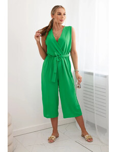 K-Fashion Overal zavazovaný v pase ramínky jasně zelená