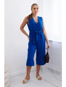 K-Fashion Overal zavazovaný v pase ramínky chrpově modrá