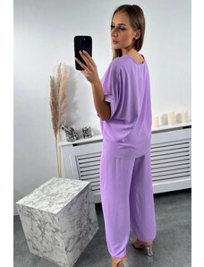 K-Fashion Souprava halenky a kalhot světle fialová