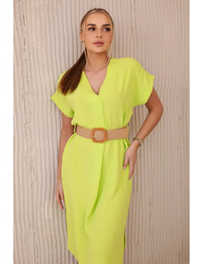 K-Fashion Šaty s ozdobným páskem zelený neon