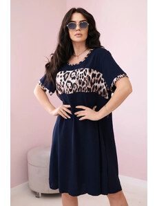 K-Fashion Šaty s leopardím potiskem námořnická modř