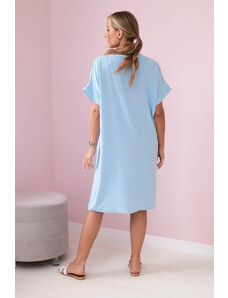 K-Fashion Šaty s výstřihem do V a límečkem modrý