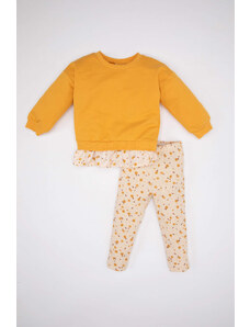 DEFACTO 2 piece Regular Fit Crew Neck Flower Knitted Set