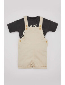 DEFACTO Baby Boy Slogan Printed Jersey T-Shirt Salopet 2 Piece Set