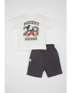 DEFACTO 2 piece Regular Fit Crew Neck Mickey & Minnie Licensed Woven Set