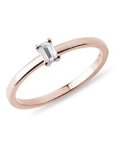 Prsten z růžového zlata s diamantem v brusu emerald KLENOTA R0970204