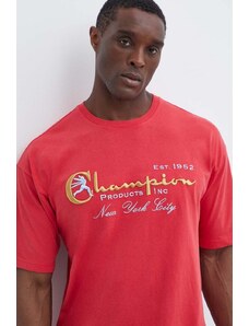 Bavlněné tričko Champion červená barva, s aplikací, 219998