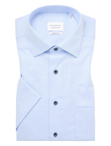 Košile Eterna Comfort Fit "Struktur" s krátkým rukávem - modrá