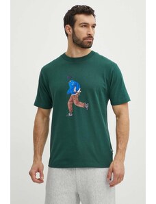 Bavlněné tričko New Balance zelená barva, s potiskem, MT41579NWG