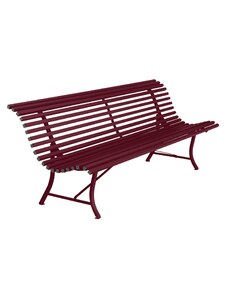 Třešňově červená kovová lavice Fermob Louisiane 200 cm