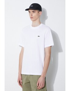 Bavlněné tričko Lacoste bílá barva