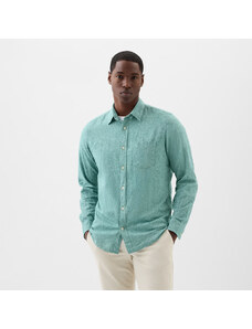 Pánská košile GAP Longsleeve Standard-Fit Linen Shirt Jade Stone