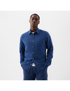 Pánská košile GAP Longsleeve Standard-Fit Linen Shirt Bainbridge Blue