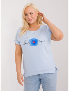 RELEVANCE Světle modré tričko s aplikací květiny --light blue Světle modrá