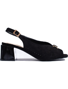 Goodin Elegantní sandály na sloupkovém podpatku - černé Černá