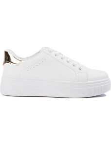 SHELVT Bílé sportovní boty se zlatým detailem Bílá
