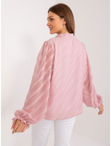 Fashionhunters Růžová klasická košile s nafouknutými rukávy