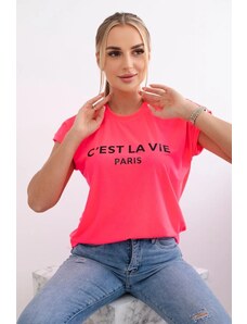 Kesi Bavlněná halenka C'est La Vie Paris Pink Neon