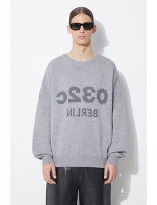 Vlněný svetr 032C Selfie Sweater pánský, šedá barva, SS24-K-1010