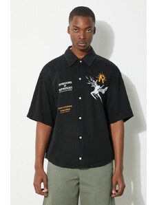 Košile Represent Icarus Ss Shirt pánská, černá barva, relaxed, s klasickým límcem, MLM228.01
