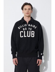 Bavlněná mikina Billionaire Boys Club Collared Half Zip Sweater černá barva, s potiskem, B24125