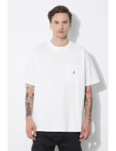 Bavlněné tričko Gramicci One Point bílá barva, s aplikací, G304.OGJ
