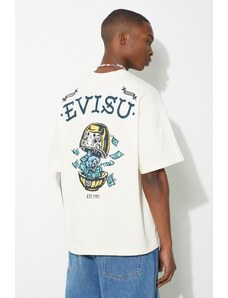 Bavlněné tričko Evisu Diamond/Daruma Printed béžová barva, s potiskem, 2ESHTM4TS1074