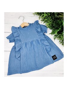 Kulišárny Mušelínové VINTAGE šaty POWDER BLUE