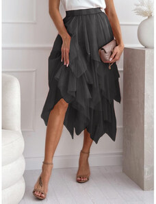 Šifonová sukně s řasením tmavě šedá