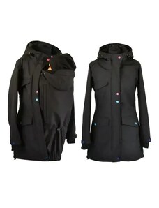 Shara Softshellový nosící kabát černý s hladícími kapsami ve vsadce