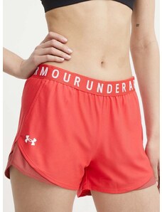 Tréninkové šortky Under Armour Play Up 3.0 červená barva, s potiskem, medium waist