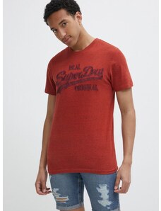 Bavlněné tričko Superdry červená barva