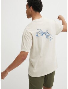 Bavlněné tričko Solid béžová barva, s potiskem