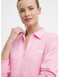 Mikina Guess SKYLAR dámská, růžová barva, s aplikací, V4GQ06 K8802