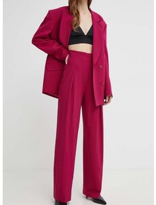 Kalhoty La Mania MOVE dámské, růžová barva, široké, high waist, MOVE