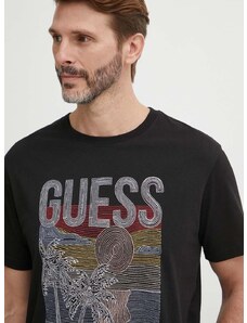 Bavlněné tričko Guess černá barva, s aplikací, M4GI15 I3Z14
