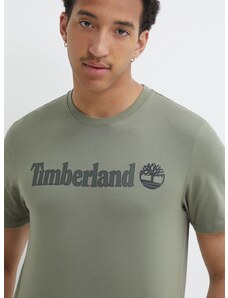 Bavlněné tričko Timberland zelená barva, s potiskem, TB0A5UPQ5901