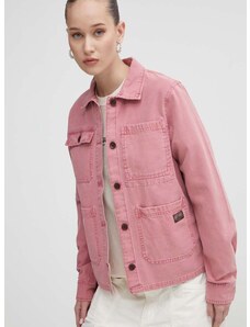 Bavlněná bunda Superdry růžová barva