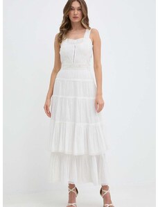 Bavlněné šaty Twinset bílá barva, maxi