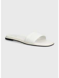 Pantofle Calvin Klein FLAT SLIDE HE dámské, bílá barva, HW0HW01989