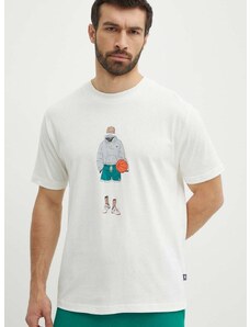 Bavlněné tričko New Balance béžová barva, s potiskem, MT41578SST